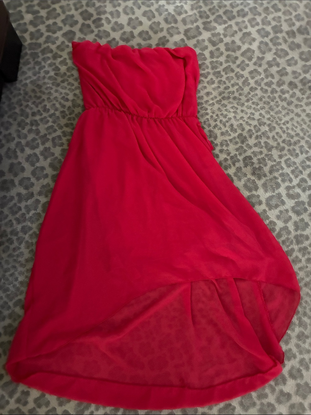 Express Strapless High-Low Dress in Bright Red